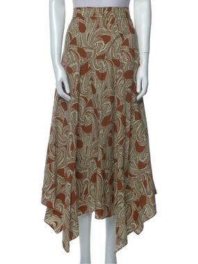A.L.C. brown paisley Printed Asymmetrical Hem Skirt